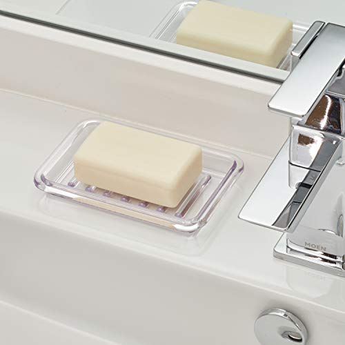 iDesign Royal Plastic Rectangular Soap Saver, Bar Holder Tray for Bathroom Counter, Shower, Kitchen, 3.5" x 5.25", Clear