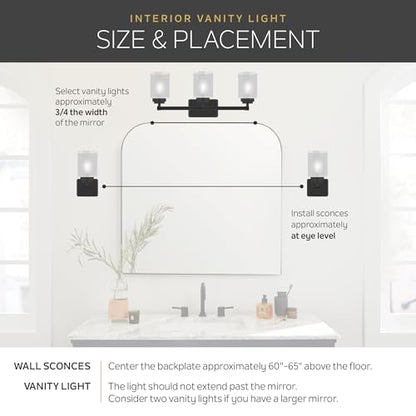 Kichler Winslow 12.75" Vanity Light in Brushed Nickel, 2-Light Transitional Bathroom Light with Clear Seeded Glass. (12.75" W x 9.25" H), 45885NI | Clear seeded glass vanity light for bathroom mirrors (12.75" x 9.25"), 45885NI - color: Brushed Nickel, siz