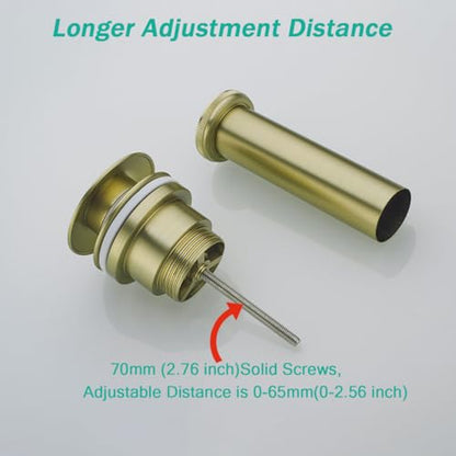 Dual Use Pop Up Drain Stopper,Bathroom Vanity Vessel Sink Stopper,Brushed Gold, for Basin With or Without Overflow hole,SE83999BG - color: Brushed Gold