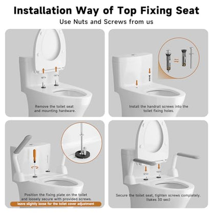 Toilet Safety Rails for Seniors, Super Heavy Duty Handicap Toilet Rails with Foldable Handles, Toilet Safety Frame Rails with Arms for Disabled Pregnant, Toilet Assistance for Elderly