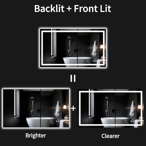 30"x48" LED Bathroom Mirror with Lights | Dimmable，Anti-Fog，Bathroom Vanity Mirror for Wall, Backlit + Front Lit, Memory Function, Shatter-Proof, Tempered Glass - size: 30"L x 48"W