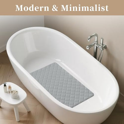 Yolife Bathtub Shower Mat Non Slip, Natural Rubber Bath Tub Floor Liner Mats with Strong Suction Cups for Inside Shower Bathroom, Machine Washable, Soft on Feet, 27.5 x 17 Inch, Grey - color: Grey