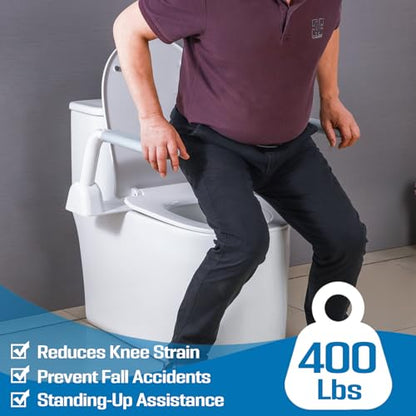 Toilet Safety Rails for Seniors (396 lbs), Adjustable Toilet Handle, Easy Installation and Frame with Arms for The Elderly and Disabled, Pregnant Women or Mobility Issues