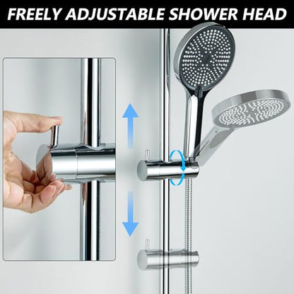 Handheld Shower Head with Slide Bar, 26 Inch Stainless Steel Shower Slide Bar with 3 Function Shower Head, Chrome - style: Chrome
