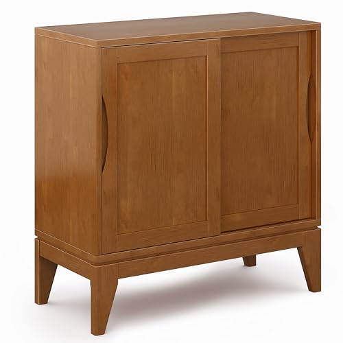 SIMPLIHOME Harper 48" Solid Wood Cabinet in Teak Brown - color: Teak Brown, size: 30 inch