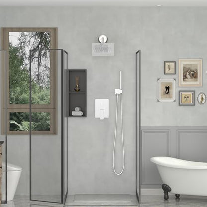 8 Inch Rain Shower Head High Pressure Rainfall Shower Head Chrome | Square Rain Bathroom Showerhead, High Flow, Large Stainless Steel, Ceiling Mounted, Wall Mounted, Waterfall Full Body - color: Polished Chrome, size: 8 Inch