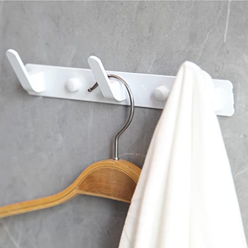 3 Hooks Matte White Bathroom Towel Hooks Mounted Wall Adhesive Heavy Duty Farmhouse Bath Coat Stick on Rack Hat Wall Hook Sticky White Kitchen Robe Rack Coat Hook White 3 Hooks Rack Towel for Bathroom - color: White, size: 9.25*1.18*1.38 inch（3hooks）