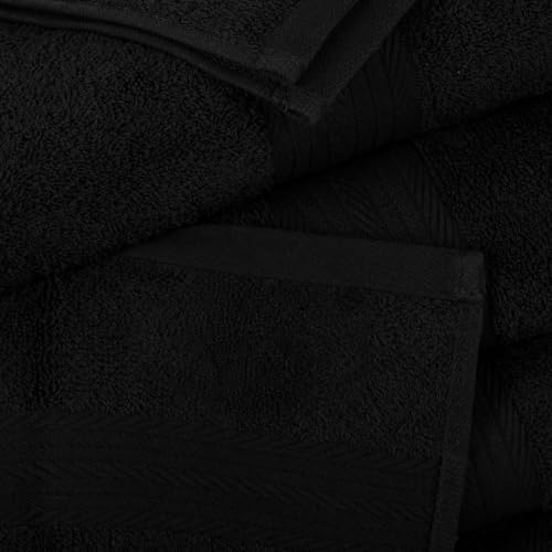 100% Cotton Hand Towels 18x28 Inches, 600 GSM, Soft & Absorbent, Set of 12, Black - color: Black, size: Hand Towel Set of 12