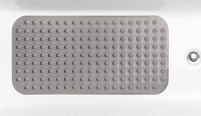 Medium Non-Slip Bathtub & Shower Mat 31x16 (Smooth/Non-Textured Tubs Only) Safe, Clean, Machine-Washable, Superior Grip&Drainage, Vinyl, Transparent Gray (Grey) - color: Transparent Gray (Grey), size: Large (31"x16")