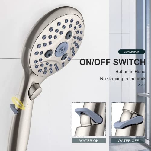 SunCleanse Brushed Nickel 8.5'' Shower System w/Handheld & Valve Kit | 2-IN-1 Shower Faucet Set, 7-setting Handheld Shower Head, Rough-in Pressure-balanced Valve and Trim Kit