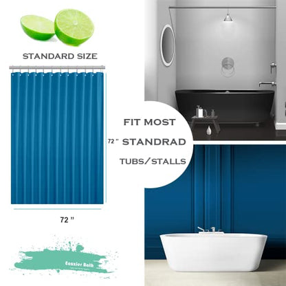 Blue Plastic Shower Curtain Or Liner, 72x72 Inch Lightweight Blue Plastic Bathroom Shower Showroom Inner Curtain with Rustproof Metal Grommet Holes and Weighted Magnets - color: D07-royal Blue, size: 72"W x 72"L (Pack of 1)