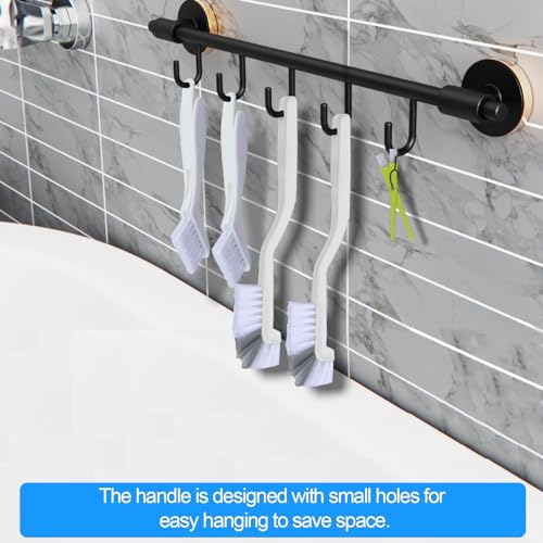Asltw Small Scrub Brush Set, 6 pcs Cleaning Brush for Window Tracks, Grout, Corners and Crevices, Angled Bristles for Deep Cleaning, Multi Purpose Detail Brush for Kitchen and Bathroom (Silvery white)