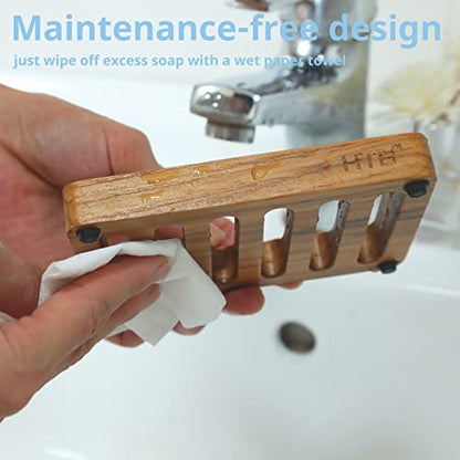 HTB 2 Pack Slotted Bar Soap Holder Teak Wood,Sponge Holder for Kitchen Sink | Self Draining Soap Dish for Shower, Bathroom, Bathtub, RV,Soap Saver Keep Soap Dry,Extend Soap Life,Bathroom Accessories - color: 2pcs