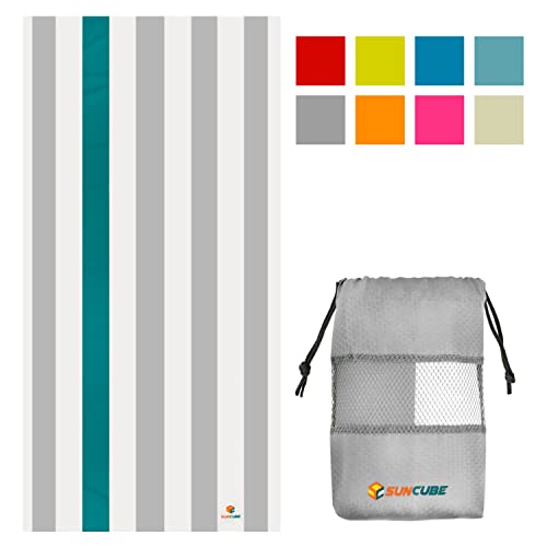 SUN CUBE Microfiber Beach Towel Quick Dry with Carry Bag, Gray 60x30 Inch | Quick Dry and Free Microfiber Towel, Lightweight Packable Swim Towel for Beach, Pool, Camping, Cruise, Travel - color: Light Grey, size: 60.00" x 30.00"