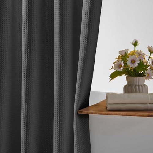 River Dream Waffle No Hook Shower Curtain with Liner,Graphite Grey,36x74 | Dotted Waffle,Snap-in Liner,Heavy Duty,Quick Dry,Mesh Top Window,With Bottom Magnets,Hotel-Grade,Washable,Small Stall Size - color: Graphite Grey, size: 36"W x 74"L (Pack of 1)