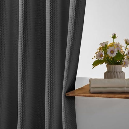 River Dream Waffle No Hook Shower Curtain with Liner,Graphite Grey,36x74 | Dotted Waffle,Snap-in Liner,Heavy Duty,Quick Dry,Mesh Top Window,With Bottom Magnets,Hotel-Grade,Washable,Small Stall Size - color: Graphite Grey, size: 36"W x 74"L (Pack of 1)