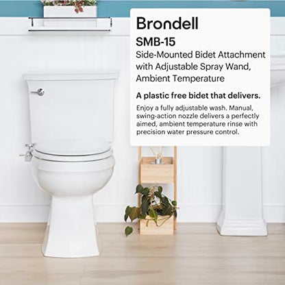 Brondell SMB-15 Side Mounted Manual Bidet Attachment for Toilet Seats with Adjustable Sprayer and Water Pressure, Thin Profile, Chrome (Ambient Temperature)