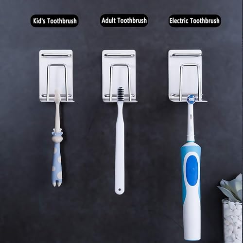 HANZE 2 Pack Toothbrush Holder 304 Stainless Steel Adhesive Wall Mounted 3 in 1 with Toothbrush Holder Toothpaste Holder and Cup Holder for Bathroom Shower - color: 2 Pack (3 in 1)