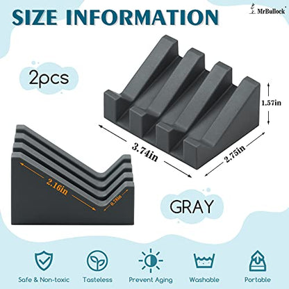 Self Draining Silicone Soap Dish Holder Waterfall Tray, 2 Pack Grey | Waterfall design drains fast to keep soap dry, non-slip silicone base anti slide, soap saver for bathroom & kitchen - color: Grey, size: 2