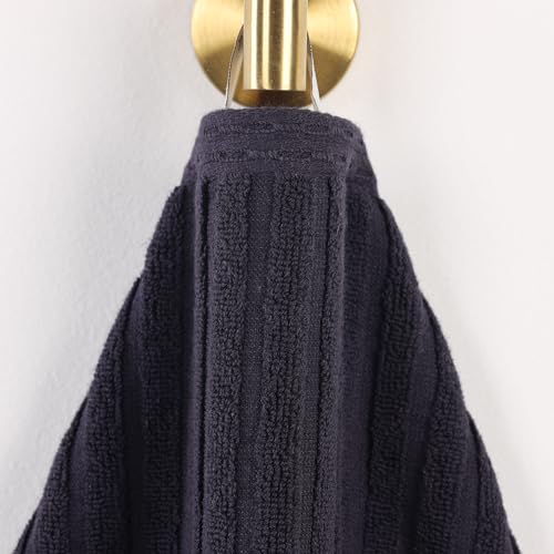 Superior Cotton 8-Piece Solid and Ribbed Towel Set, Face Towels 13” x 13”, Hand Towels 16” x 28”, Bath Towels 27” x 54”, Black - color: Black, size: 8 Piece Towel Set