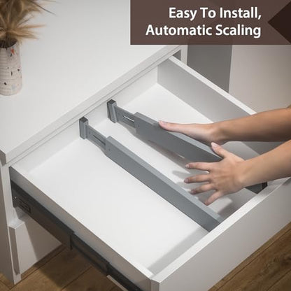DUCOO 4 PCS Drawer Divider, 17"-22" Adjustable Bamboo Drawer Dividers Organizers, Expandable Separators for Kitchen, Clothes, Dressers, Home, Office, Gray - color: Gray