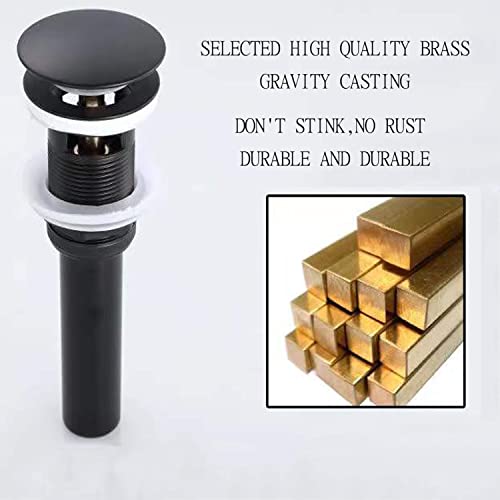 Pop Up Sink Drain With Overflow Bouncing Style Brass Stopper for Bathroom Faucet Vessel or Vanity Drain Brass Oil Rubbed Black - color: Orb Pop Up Sink Drain With Overflow