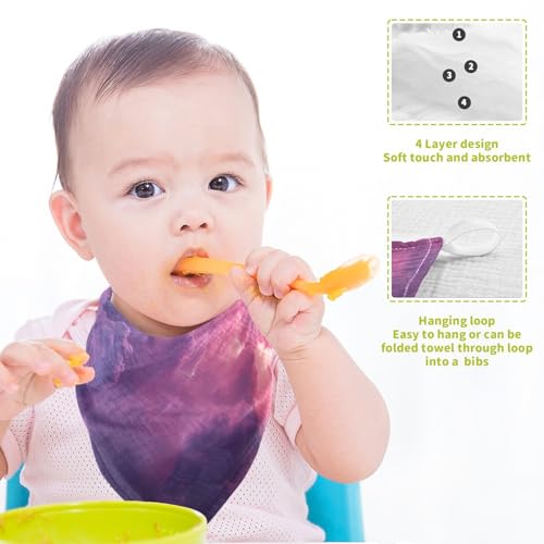 YETTASBIN Galaxy Muslin Baby Hand Washcloths, Soft Cotton Bath Face Towel, 4 Layers Extra Absorbent Feeding Burp Cloth for Newborn Infant, 5 Pack - size: 12 Inch x 5 Pack