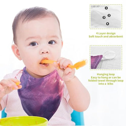 YETTASBIN Galaxy Muslin Baby Hand Washcloths, Soft Cotton Bath Face Towel, 4 Layers Extra Absorbent Feeding Burp Cloth for Newborn Infant, 5 Pack - size: 12 Inch x 5 Pack