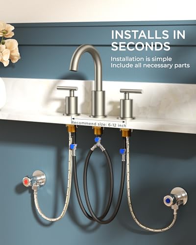 FORIOUS 2 Pack Wholesale Widespread Bathroom Faucet Brushed Nickel 3 Holes | CUPC 8" Brushed Nickel Bathroom Sink Faucet 3 Hole, Restroom Faucet for Bathroom Sink Silver Set for Real Estate Procurement - color: Stainless Steel × 2, style: Modern