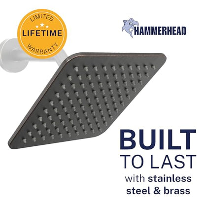 HammerHead Showers Solid Metal 8 Inch Square Rainfall Shower Head, High Flow Shower Head Optimized for Pressure, Oil Rubbed Bronze, 2.5 GPM - color: Oil Rubbed Bronze