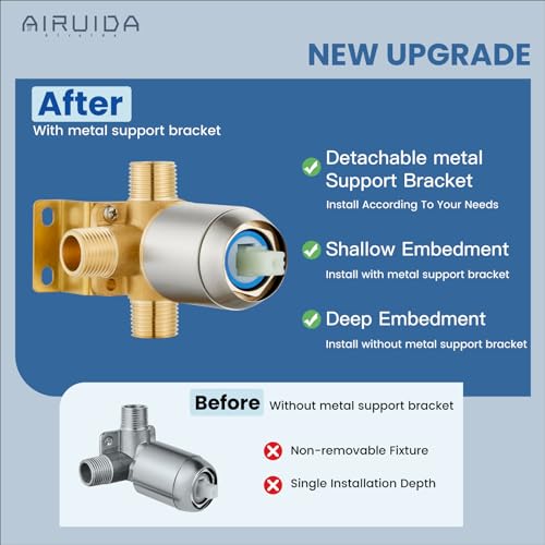 Airuida 8 Inch Shower Faucet Set,Bathtub Faucet Kit,Brushed Nickel | Shower Tub Faucet Set,Male Threads Rough-In Valve,Square Head Shower System - color: Nickel, size: 8 Inch