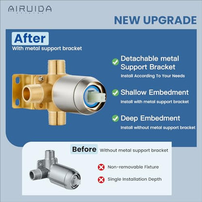 Airuida 8 Inch Shower Faucet Set,Bathtub Faucet Kit,Brushed Nickel | Shower Tub Faucet Set,Male Threads Rough-In Valve,Square Head Shower System - color: Nickel, size: 8 Inch