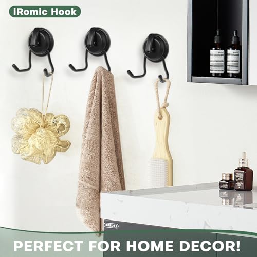 Stainless Still Suction Cup Hooks for Shower, Bathroom, Kitchen, Glass Door, Mirror, Tile – Loofah, Towel, Coat, Bath Robe Hook Holder,(2-PCS), Matte Black - color: Matte Black