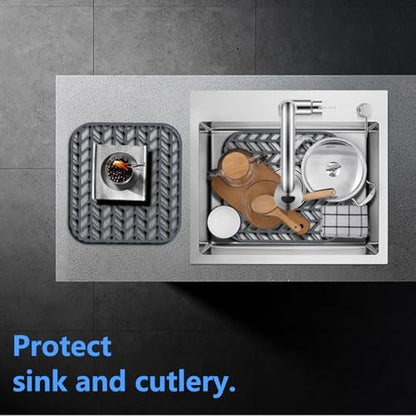 Sink Protectors for Kitchen Sink 12.25"X11.5" Silicone Sink Mat | Various sizes and styles,Protector for sinks and dish,Withstand to 500F,Food-grade silicone .Non-slip and raised feet - size: 12.25"x11.5"