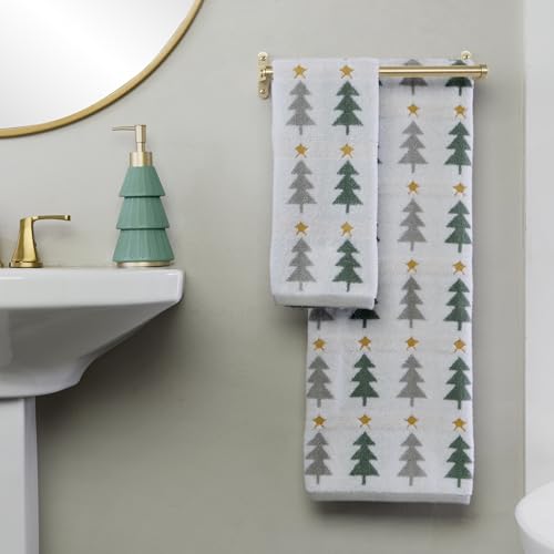 SKL Home Christmas/Winter Multi Trees Bath Towel, 100% Cotton, Multi | 500 GSM. Soft & absorbent. Reversible jacquard pattern. Great for holiday gifting. - color: Multi Trees, style: Bath Towel