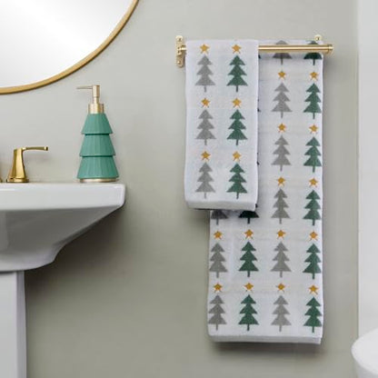 SKL Home Christmas/Winter Multi Trees Bath Towel, 100% Cotton, Multi | 500 GSM. Soft & absorbent. Reversible jacquard pattern. Great for holiday gifting. - color: Multi Trees, style: Bath Towel