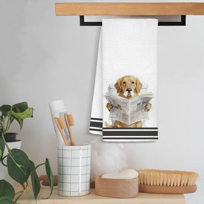 Funny Bathroom Hand Towels,Golden Retriever Bathroom Hand Towels | Golden Retriever Gifts for Women,Animals Dog Hand Towels for Bathroom Washroom Restroom, 16x24 Inch - color: Bathroom-3
