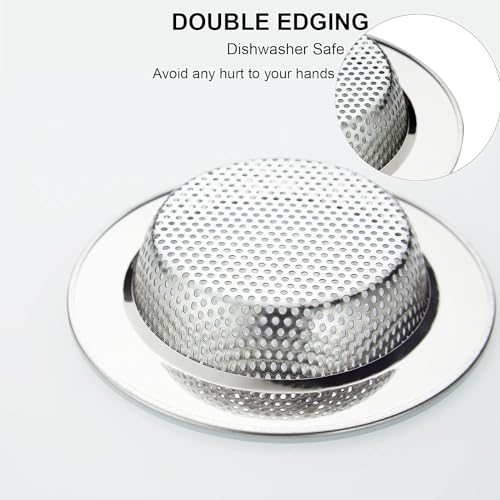 Kitchen Sink Strainer Stainless Steel, LASSHSWA Kitchen Sink Drain Strainer, Sink Strainers for Kitchen Sinks with Large Wide Rim 4.5" Diameter (2 Pack) - style: 2 PACK