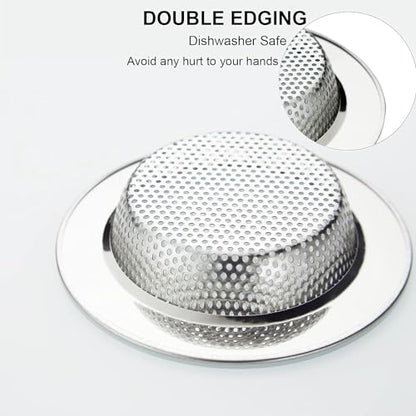 Kitchen Sink Strainer Stainless Steel, LASSHSWA Kitchen Sink Drain Strainer, Sink Strainers for Kitchen Sinks with Large Wide Rim 4.5" Diameter (2 Pack) - style: 2 PACK