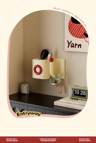 Toothbrush Holder for Bathroom - No Drill Wall Mount Toothbrush & Toothpaste Rack with Drain Holes, Cute Cream Style Bathroom Organizer, Glossy Finish Countertop Storage - color: Cream Red