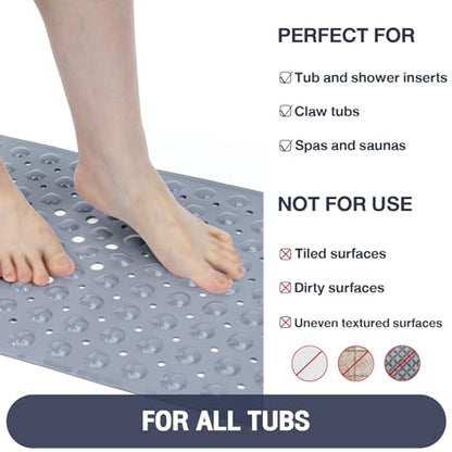 Gray Bathtub Mat and Clear Shower Mat