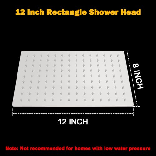 NearMoon Rain Shower Head, High Flow Stainless Steel Rainfall Shower, High Pressure Design, Awesome Shower Experience Even At Low Water Flow (12 Inch Rectangle, Brushed Nickel) - color: Brushed Nickel, size: 12*8 Inch