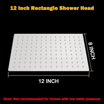 NearMoon Rain Shower Head, High Flow Stainless Steel Rainfall Shower, High Pressure Design, Awesome Shower Experience Even At Low Water Flow (12 Inch Rectangle, Brushed Nickel) - color: Brushed Nickel, size: 12*8 Inch