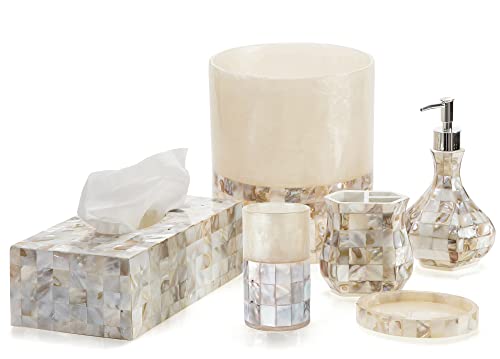 Milano Tissue Box Cover Rectangular - Decorative Tissue Box Holder Rectangular is Finished in Beautiful Mother of Pearl Shells - Durable Tissue Cover for Elegant Decor - style: Rectangular Tissue Box Cover
