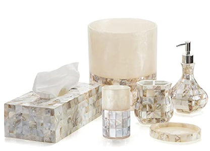 Milano Tissue Box Cover Rectangular - Decorative Tissue Box Holder Rectangular is Finished in Beautiful Mother of Pearl Shells - Durable Tissue Cover for Elegant Decor - style: Rectangular Tissue Box Cover