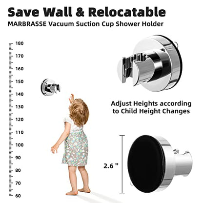 Marbrasse 3-Settings Handheld High Pressure Showerhead with ON/Off Full Shutoff Push Button,Water-saving Camping Shower with Adjustable Angle(Vacuum Suction Shower Head Holder+5 Feet Shower Hose) - color: Shower Head with Bracket