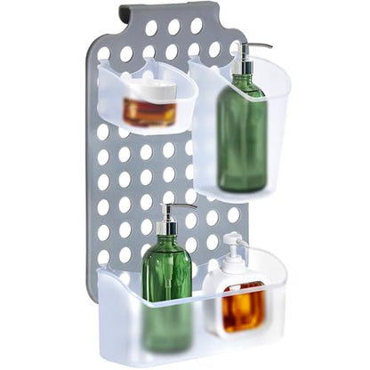 Over Shower Door Organizer, 3 Bins, Adjustable Hanging Storage - size: 3 Bins