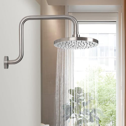 S shaped Shower Arm,13 Inch Stainless Steel Wall-Mounted High Rise Shower Head Extension Arm with Flange,Brushed Nickel,10Z2MK - color: Brushed Nickel, style: S Shaped