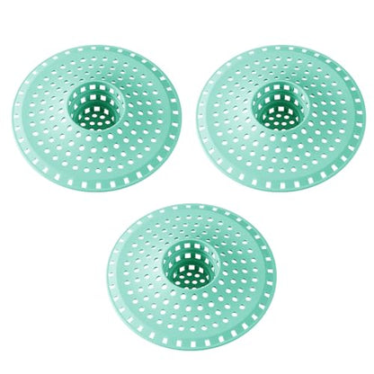 3Pcs Silicone Hair Catcher Shower Drain for Bathtub & Sink Trap/Strainer | 3 Pack Anti-Clog Collapsible Tub Protector Cover, Pet Hair Stopper fit 1 1/2" to 1 5/8'' Bathroom, Shower Stall & Sink Drains - color: Aqua