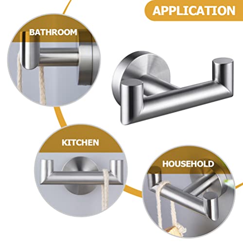 iplusmile Heavy Duty Stainless Steel Double Towel Hook Wall-Mounted Robe Hanger for Bathroom and -Saving Design and Towel Holder